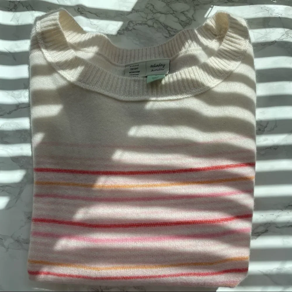 ANTHROPOLOGIE Saturday Sunday Cashmere Striped Ombré Sweater NWT